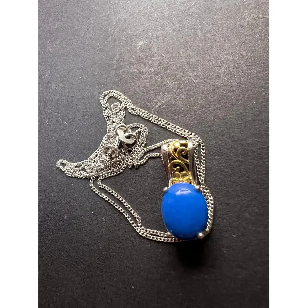 Ceruleite pendant sterling silver necklace